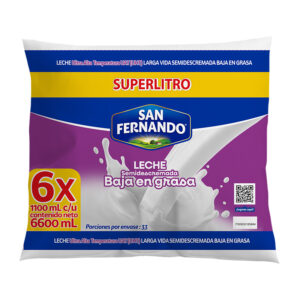 Leche San Fernando Baja Grasa Bolsa 1100 ml 6 Unid