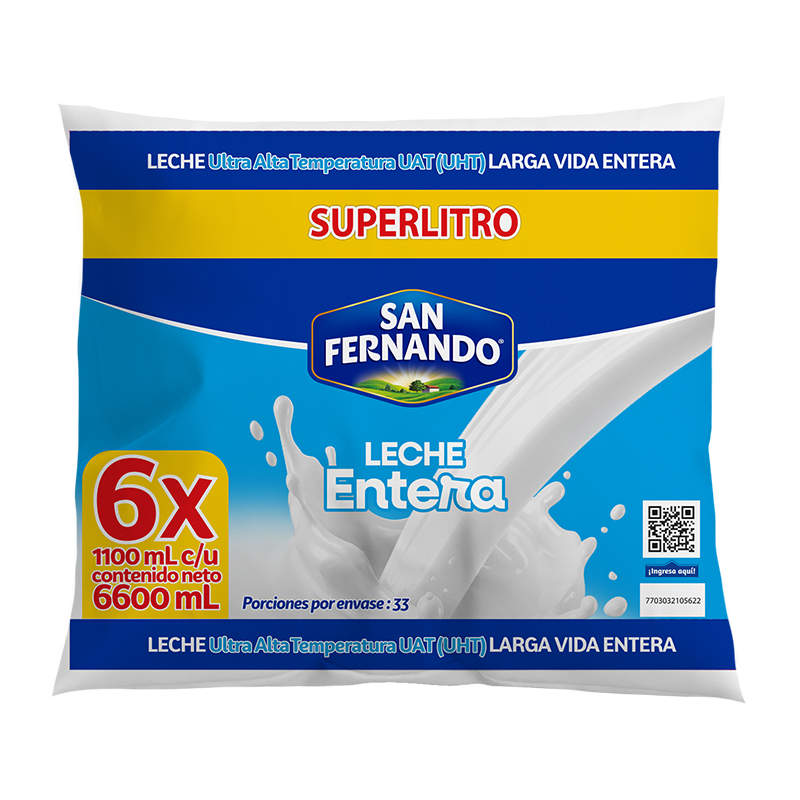Leche San Fernando Entera 1100 ml 6 Und