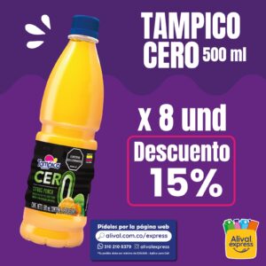 Jugo Tampico Cero X 500ml 8 unidades dcto 15%
